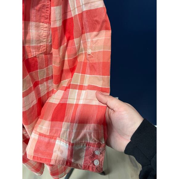 St. John's Bay Lightweight Plaid 3/4 Sleeve button up Shirt - Picture 7 of 9